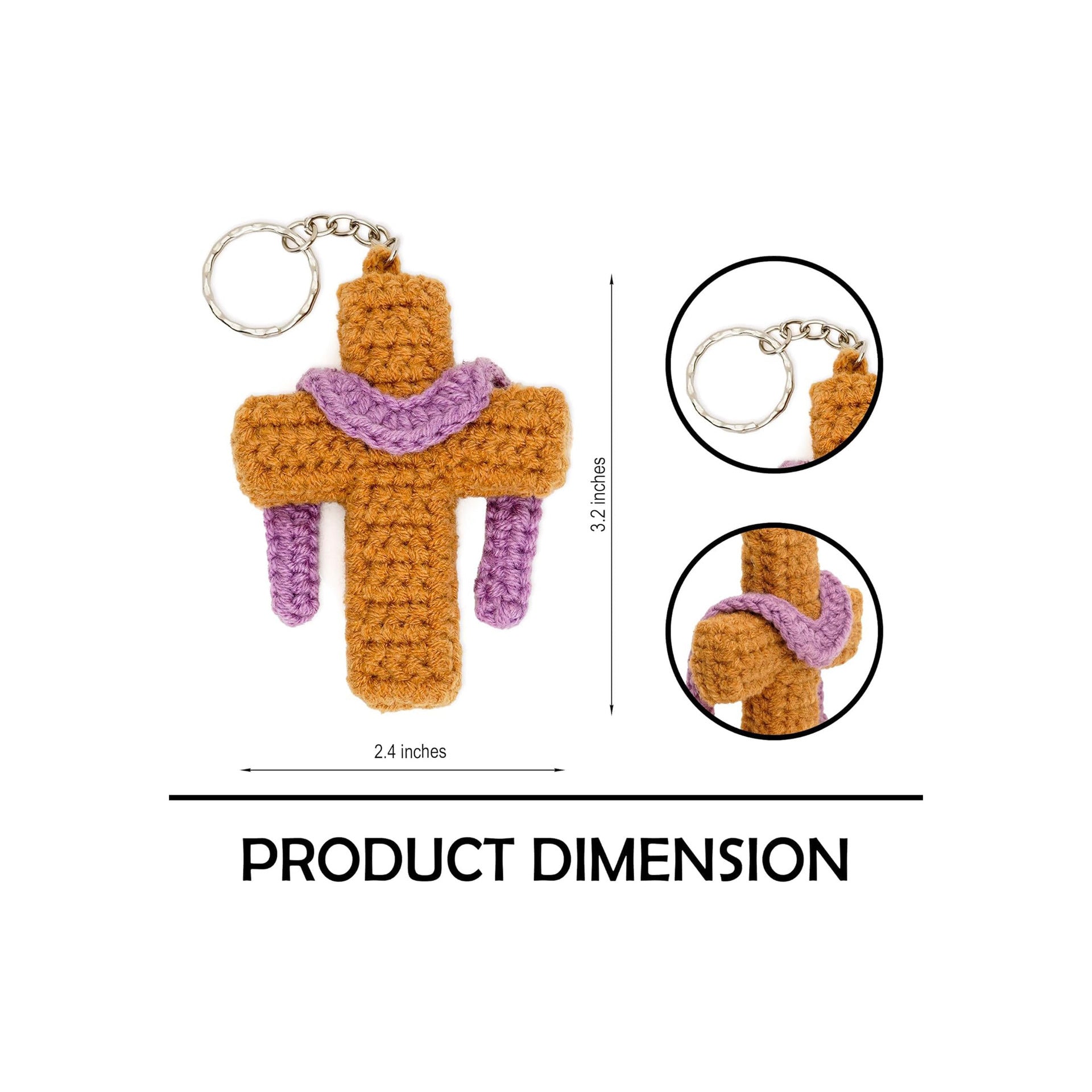 Wholesale Handmade Crochet f Cross Keychain,  Wool Yarn,  Silver Ring,  Fashion Accessory