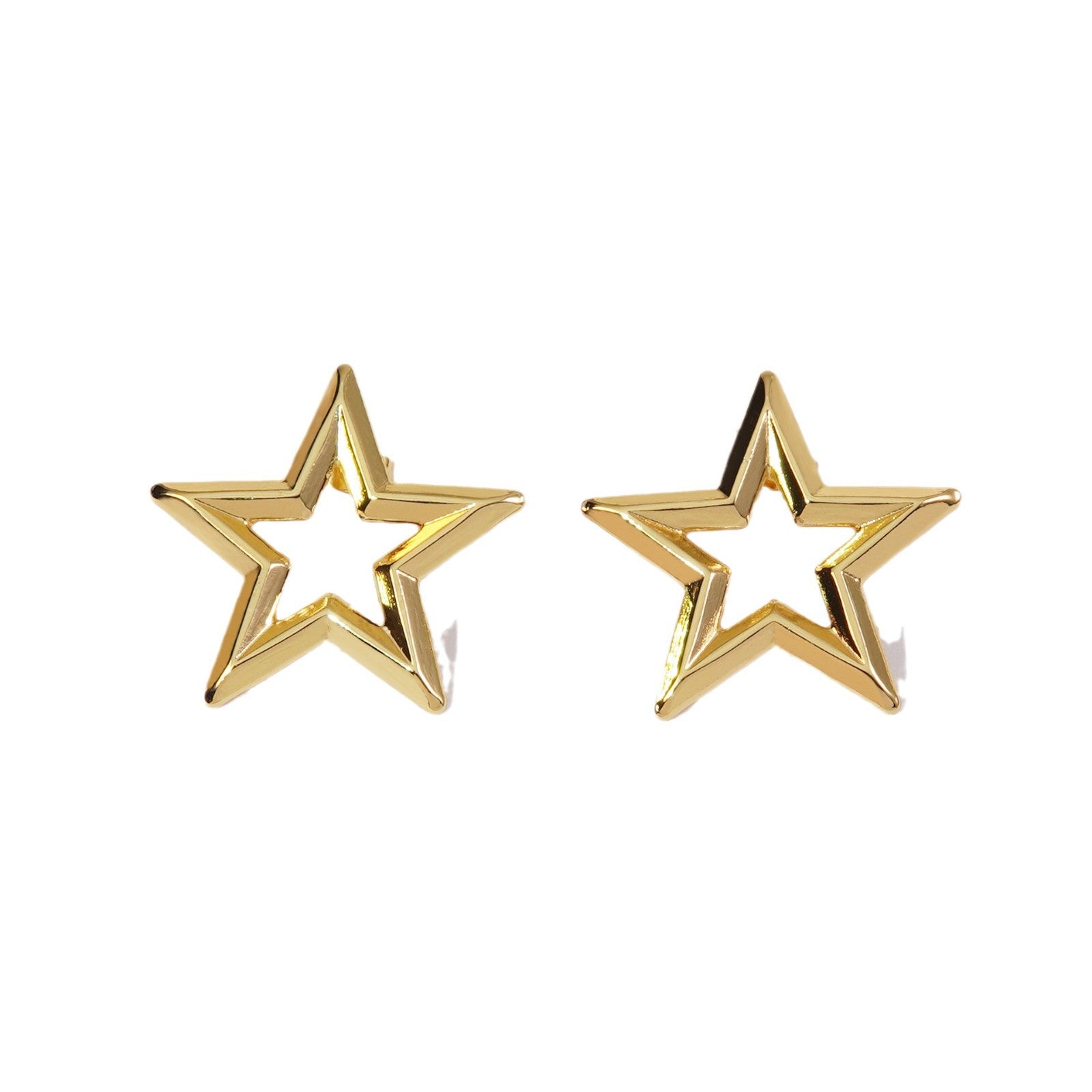 Wholesale  hollow stars  earrings stainless steel smooth five-pointed star earrings