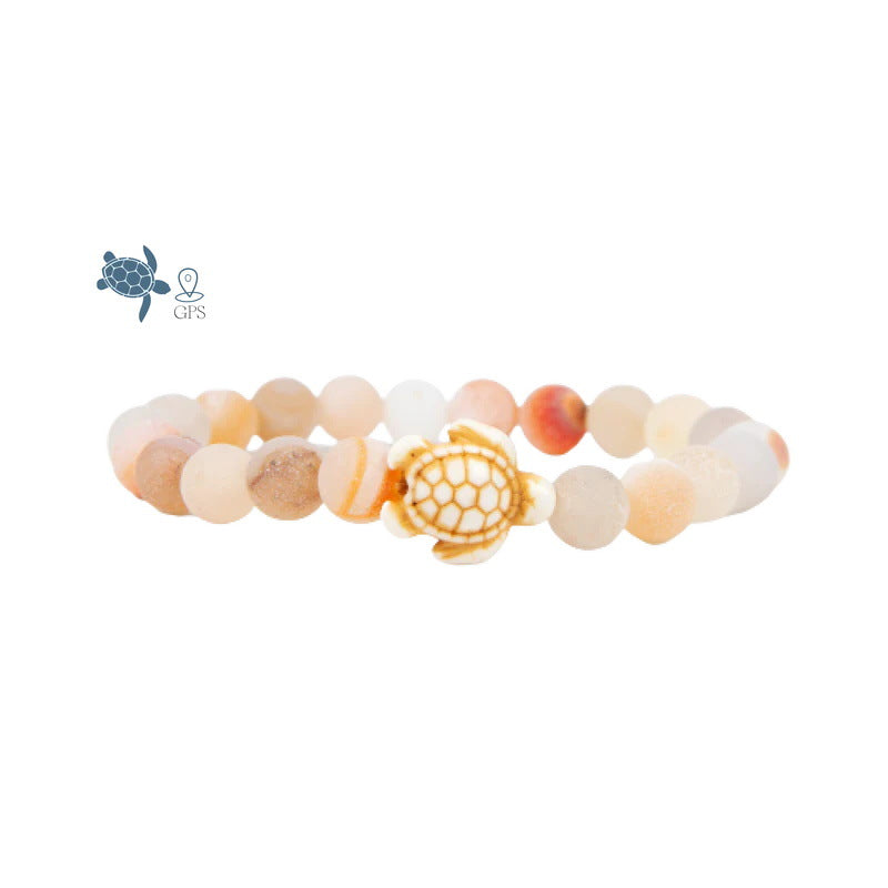 Wholesale 8mm Green Lava Rock White Turtle Bracelet