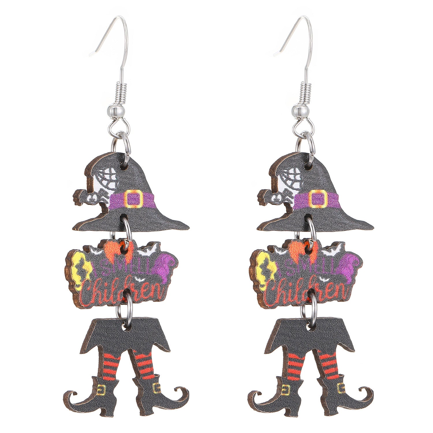 Wholesale  Halloween Wooden Color Printed Earrings