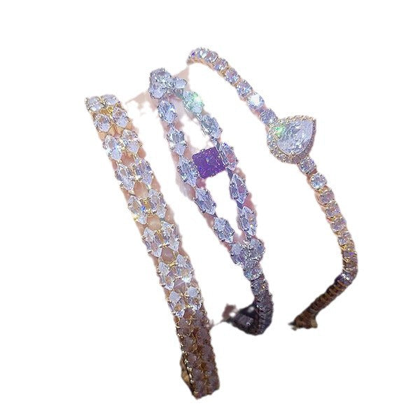 Wholesale Random Color 10pcs Sparkling Zircon Bracelet Crystal Diamond Hand Jewelry ACC-BT-Pabo002