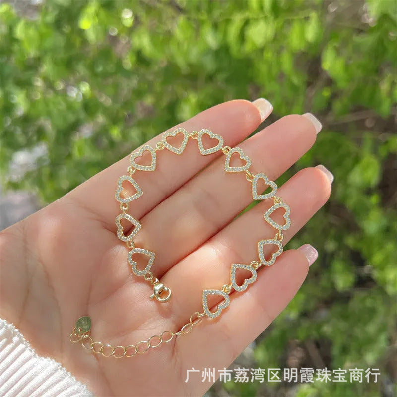 Wholesale Heart-shaped cubic zirconia bracelet