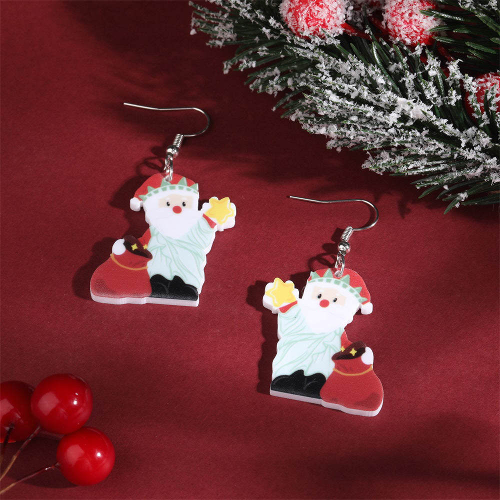 Wholesale acrylic earrings  personality Christmas Santa Claus earrings