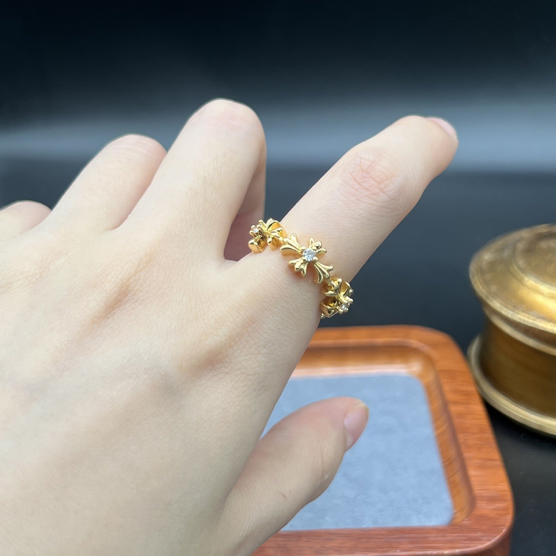 Wholesale Vintage open diamond geometric ring