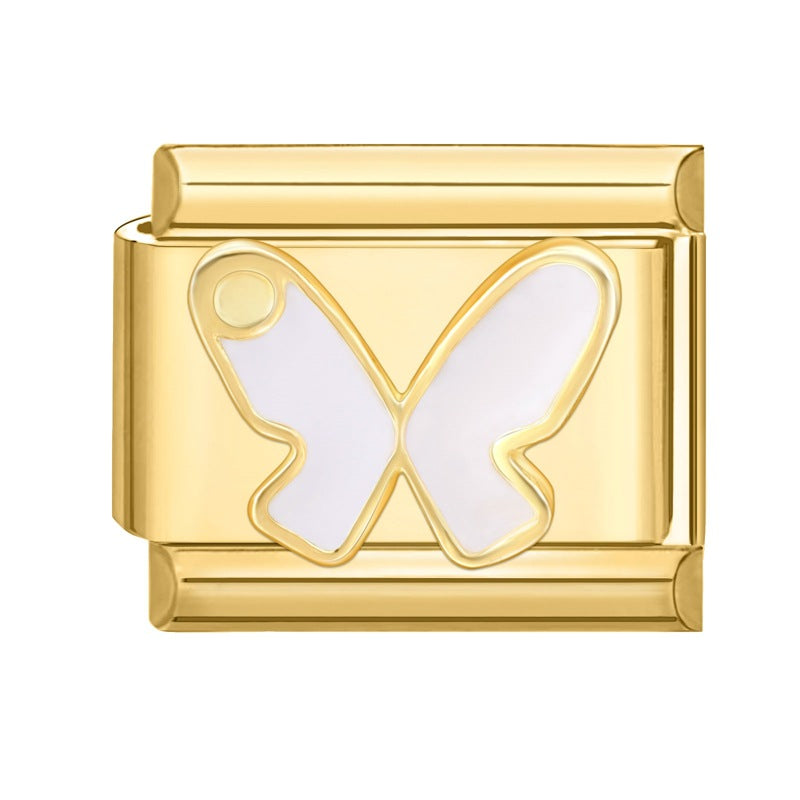 Wholesale Italian Beaded Bracelet 9mm DIY Splicing Removable Butterfly Pearl Stainless Steel Combinable Bracelet