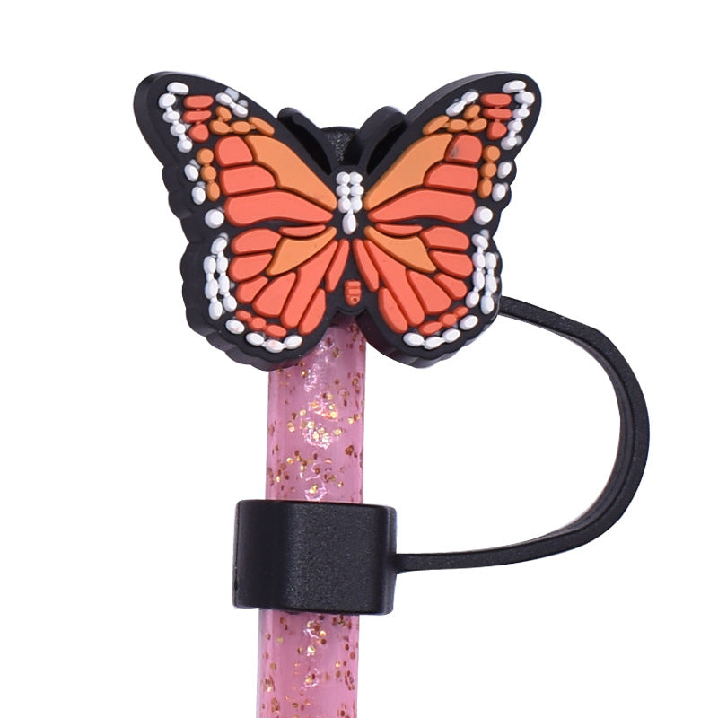 Wholesale Random 100pcs Butterfly Series PVC Soft Straw Tube Cap