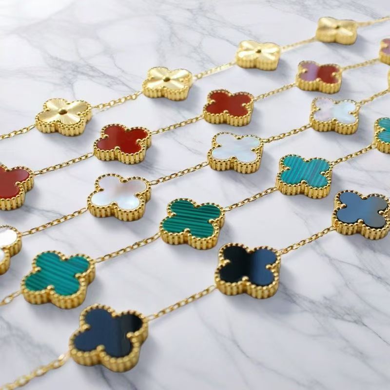 Wholesale Four-Leaf Clover Clover Charm Bracelet 13mm Titanium Steel Electroplated Fashion Jewelry for Women