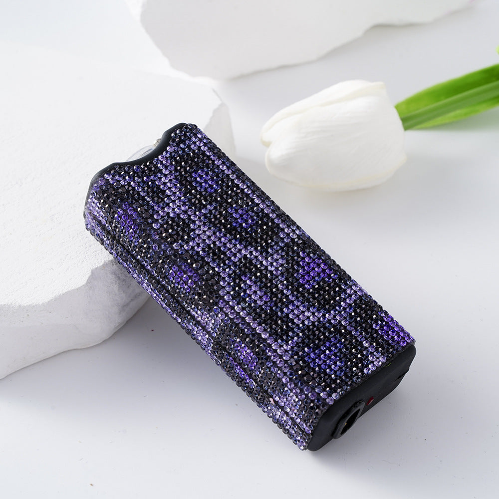 Wholesale Colorful Leopard Print Rhinestone Multifunctional Rechargeable Flashlight Keychain ACCVIP-KC-ZhiYa006