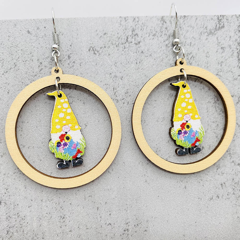 Wholesale Christmas Elk Dwarf Stitching Wooden Earrings ACC-ES-ChenY100