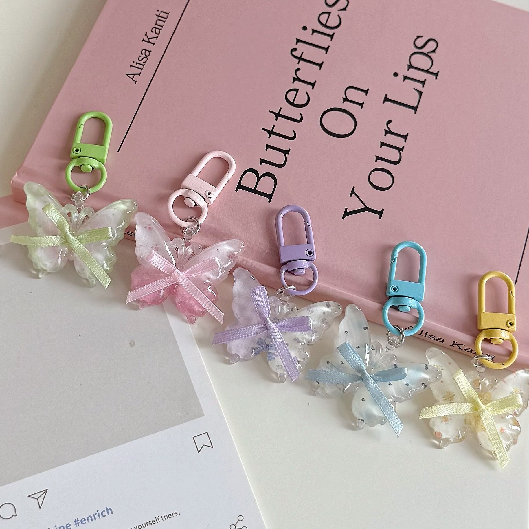 Wholesale Fairy Butterfly Transparent Plastic Keychain,  Chic Bag Charm Gift for Girls