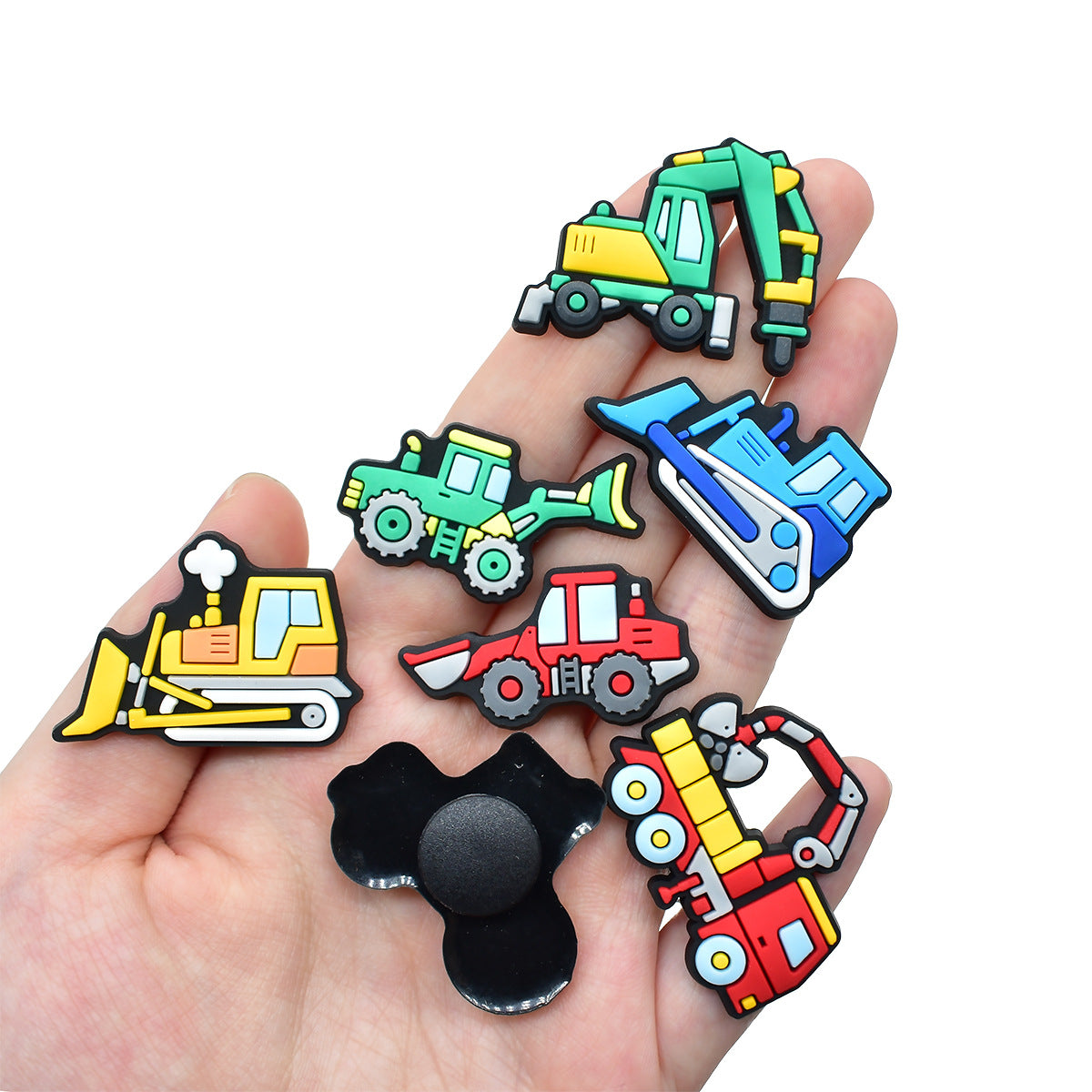 Wholesale Random 100pcs Cartoon construction  PVC Soft Rubber Shoe Buckle Decoration