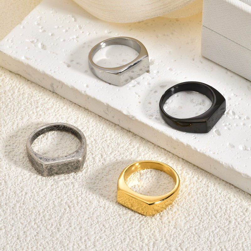 Anello in titanio rettangolare liscio in stile neutro all'ingrosso