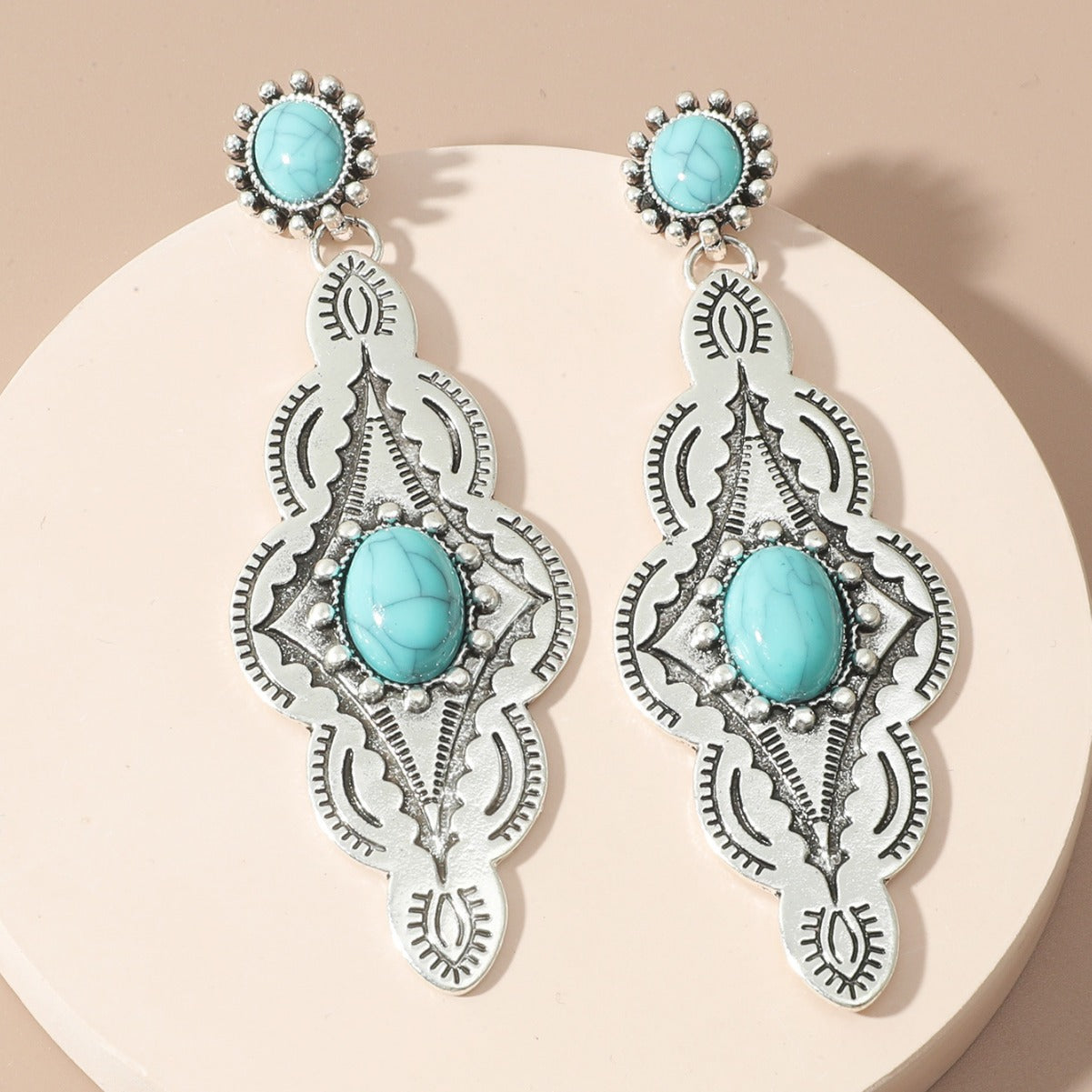 Wholesale Ethnic Style Alloy Long Earrings Micro Inlay Boutique Resale Jewelry Accessory
