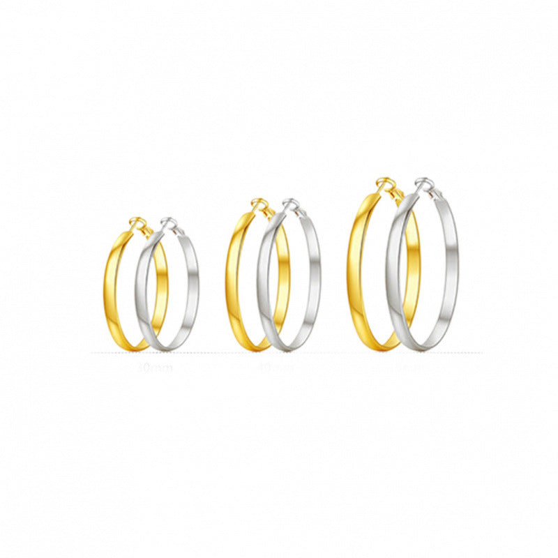 Wholesale Geometric Stainless Steel Circle Hoop Earrings Polished Silver Fashion Jewelry Accessory Party Gift