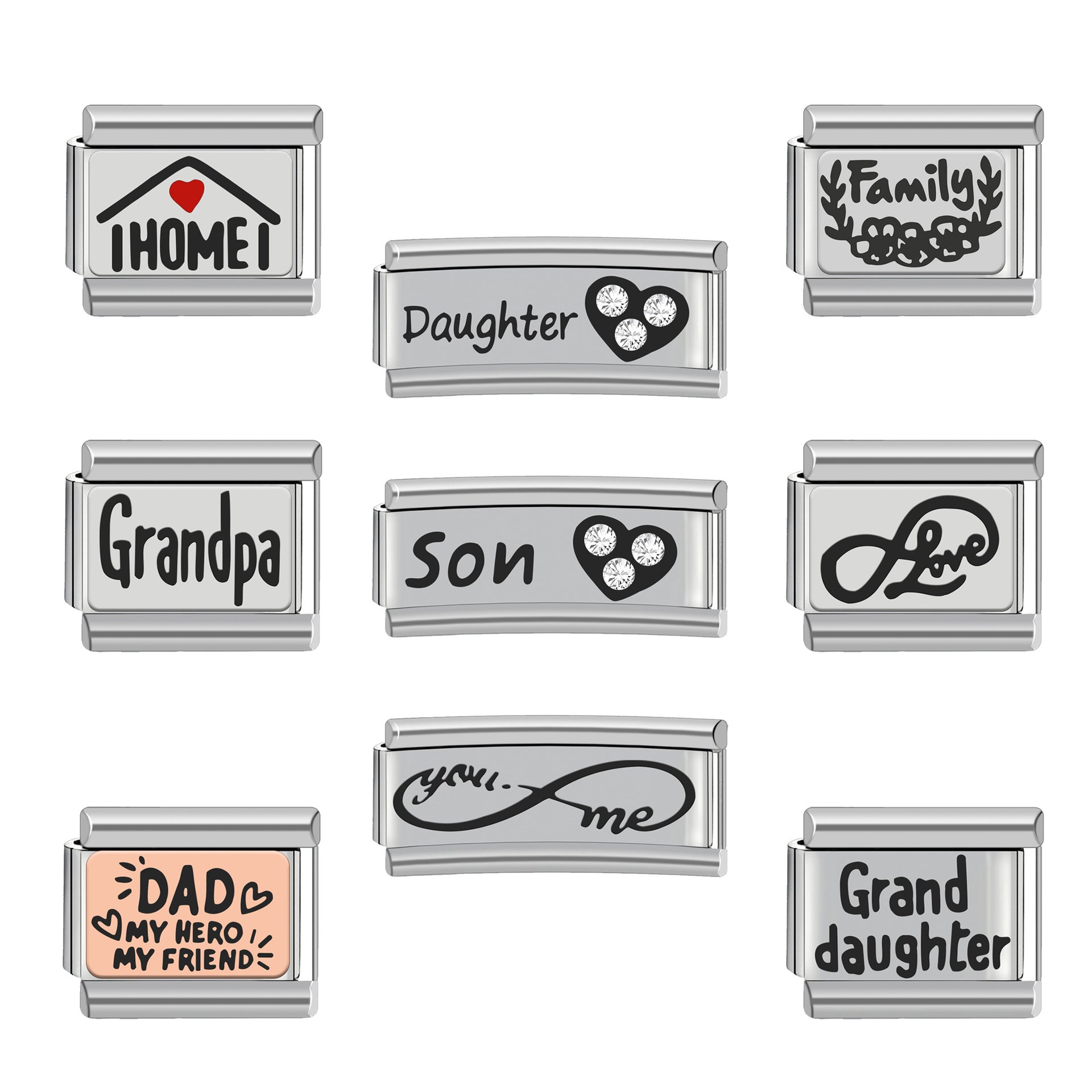 Wholesale 9mm Italian Charm Starter Bracelets DIY square Single Section Creative Stainless Steel Composable Bracelet