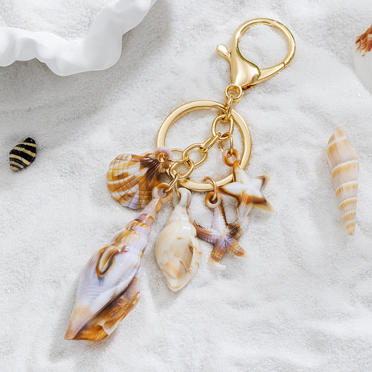 Wholesale  simulation shell conch sea star five-pointed star keychain