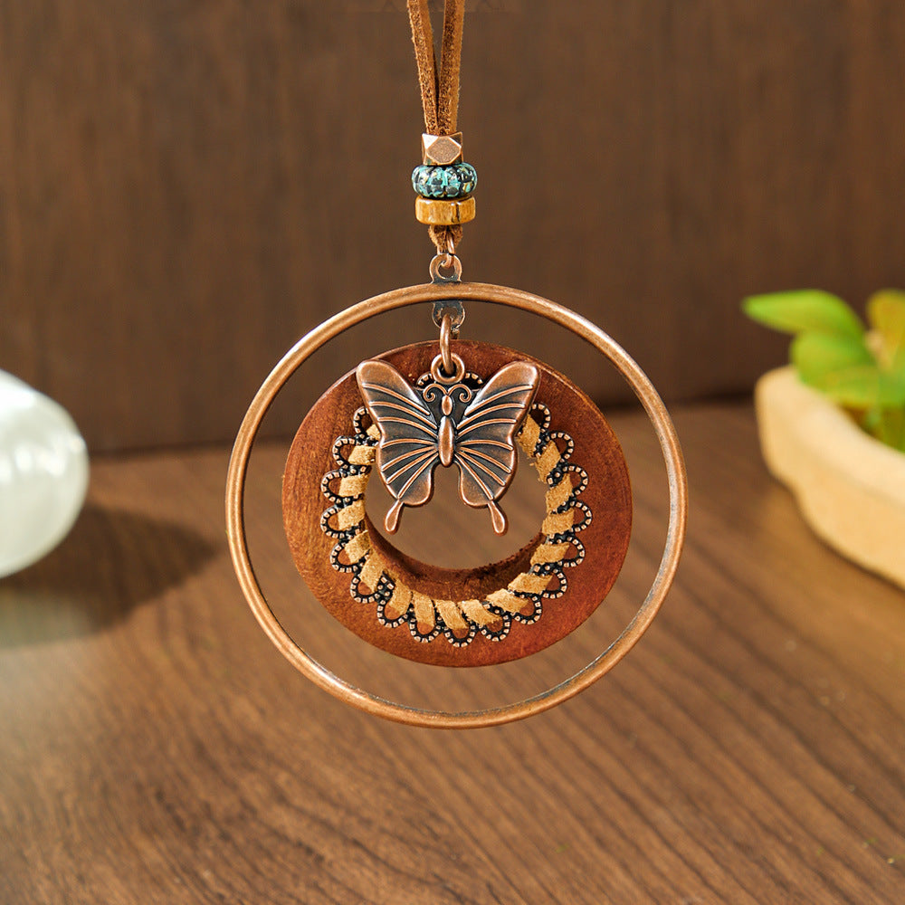 Wholesale Zinc Alloy Ethnic Style Necklace with Butterfly and Camellia Design Fashion Jewelry Accessory