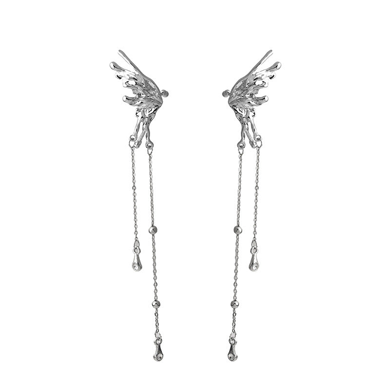 Wholesale  long tassel bow chain ear clip earrings