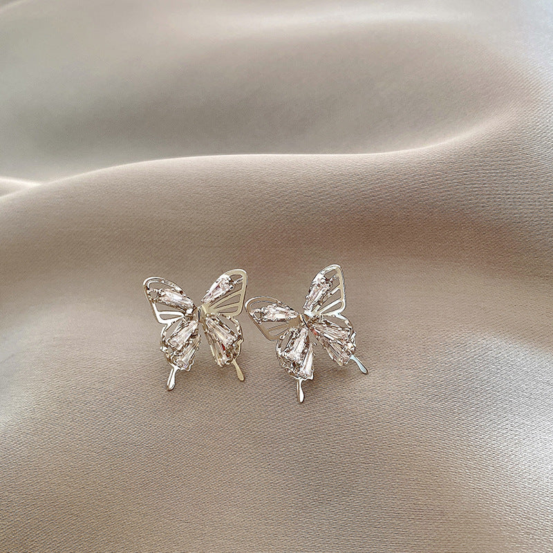 Wholesale Simple Butterfly Earrings  Light Luxury Zircon Earrings
