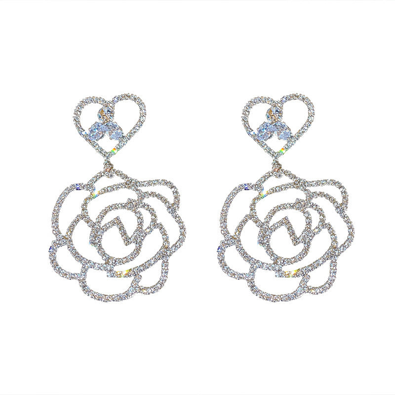 Wholesale 925 Silver Needle  Exaggerated Temperament Full Diamond Earrings