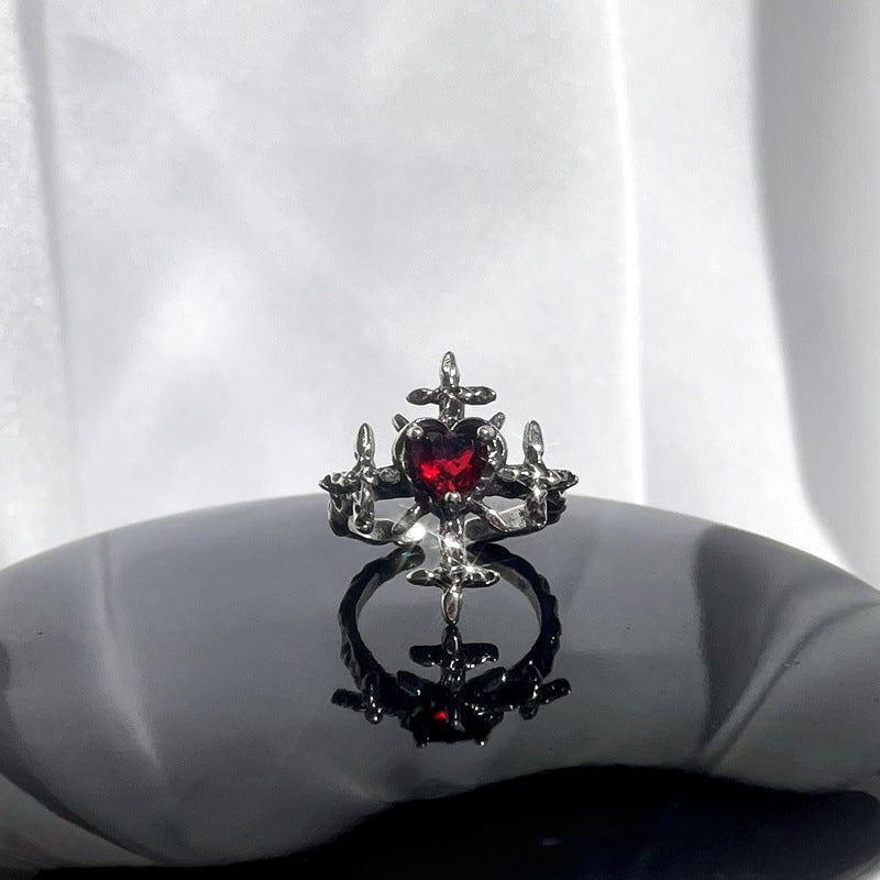 Wholesale  red enamel sweet cool punk ring