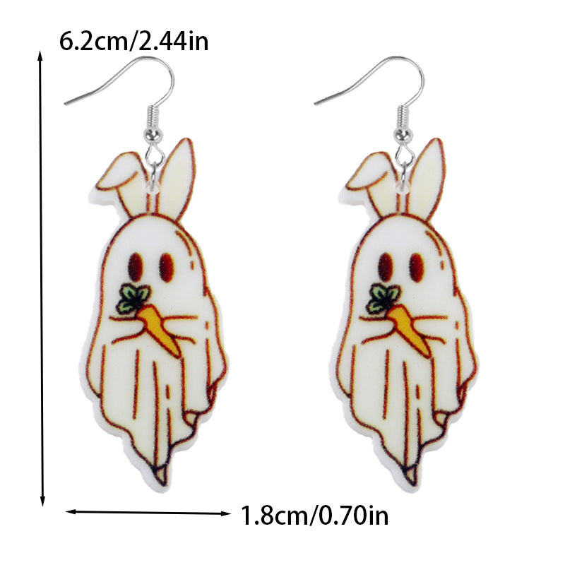 Wholesale Halloween Cute Leopard Cat Bunny Ghost Acrylic Earrings ACC-ES-WeiAn004