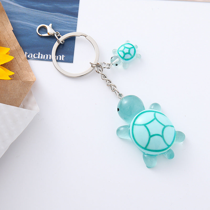 Wholesale Three-dimensional luminous little turtle keychain