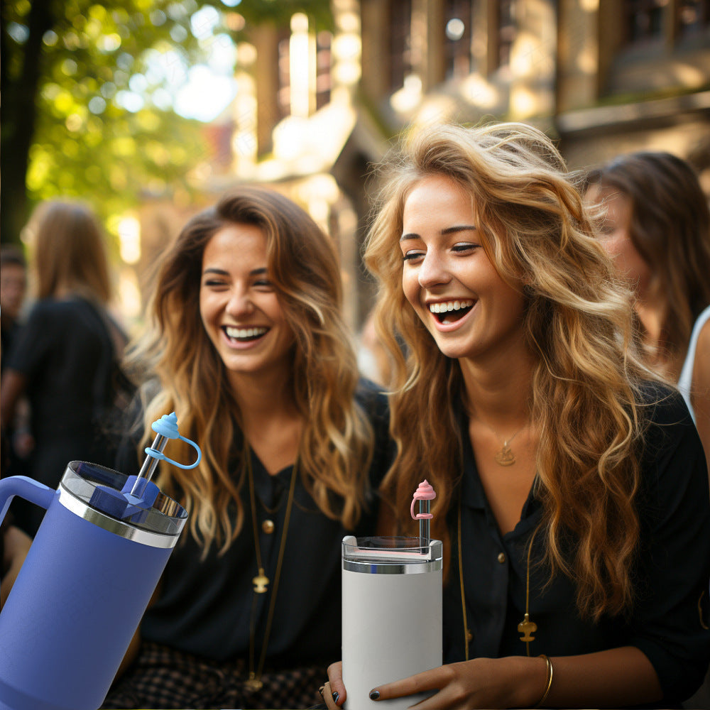 Wholesale Cartoon Cute Doll 10mm PVC Soft Straw Tube Cap