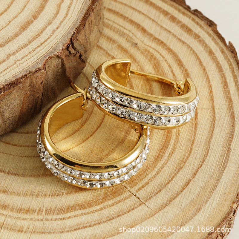 Wholesale Circle Earrings E18K Stainless Steel Diamond Earrings