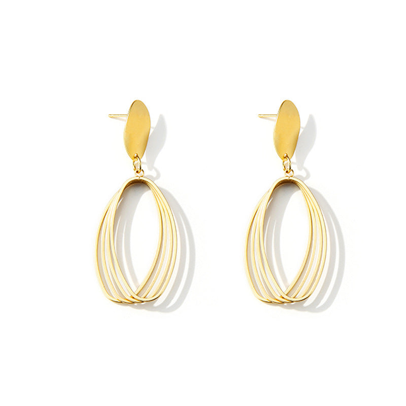 Wholesale  diamond-embedded geometric earrings