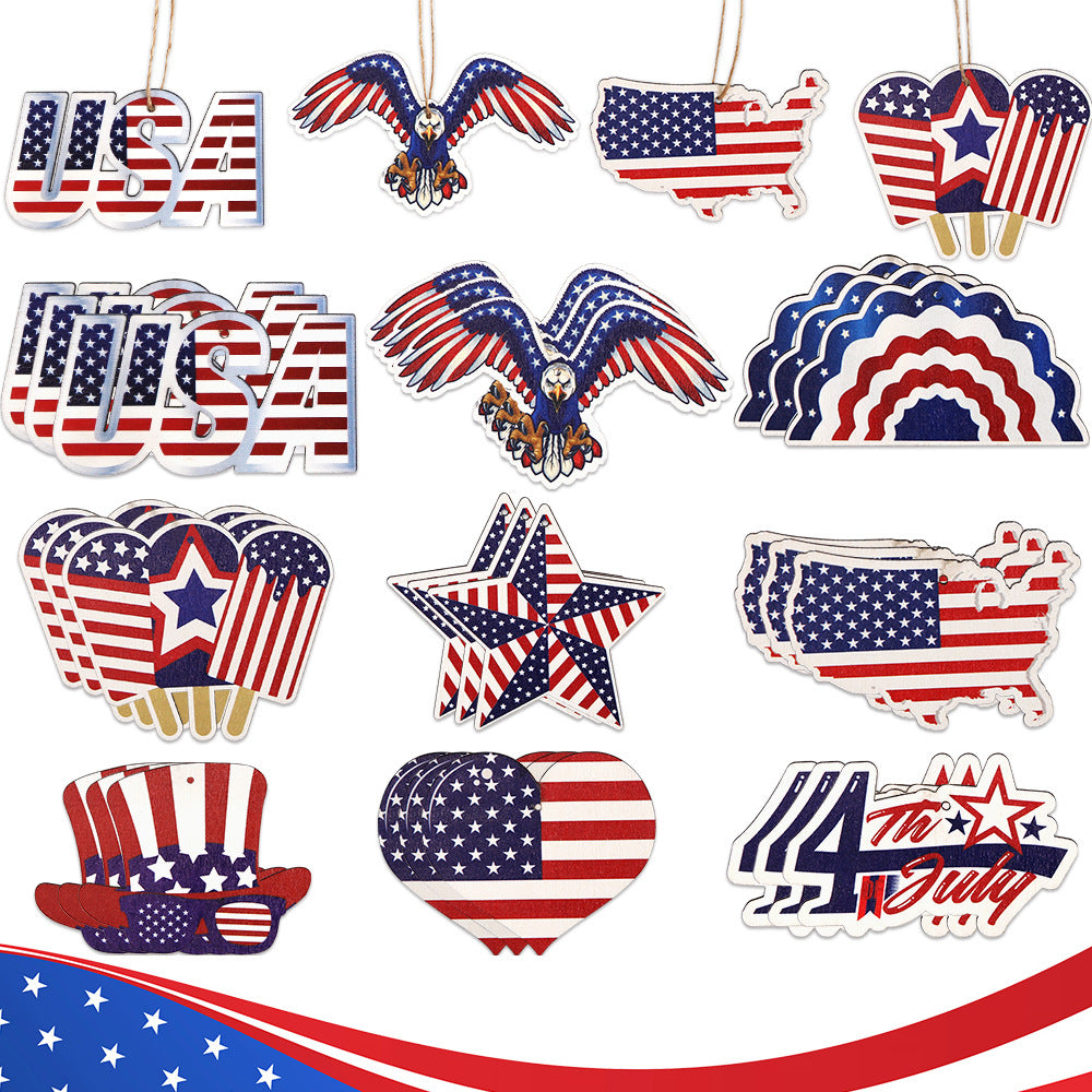 Wholesale Wooden crafts American Independence Day pendant  decoration pendant