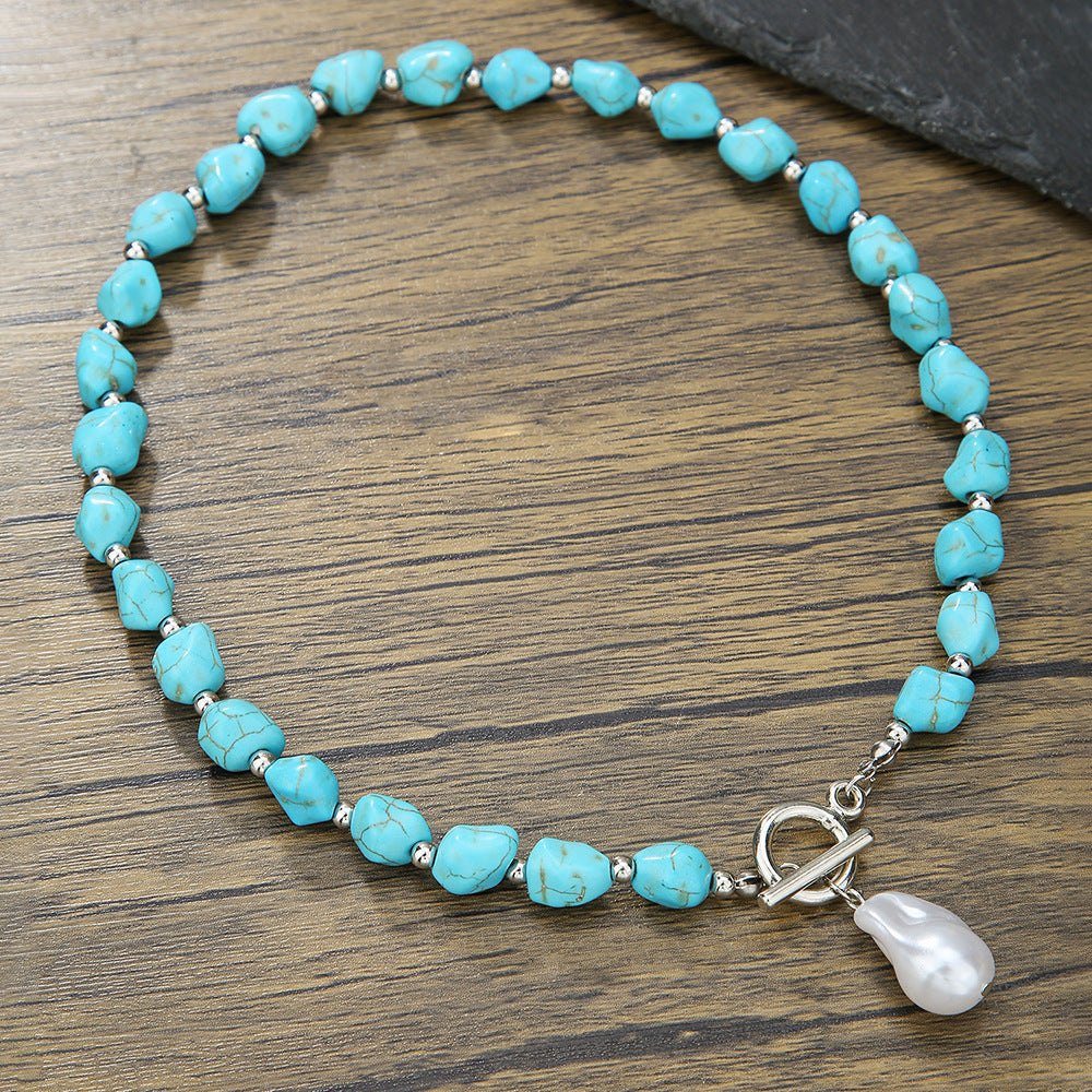 Wholesale turquoise necklace surfing punk necklace niche design hip-hop necklace