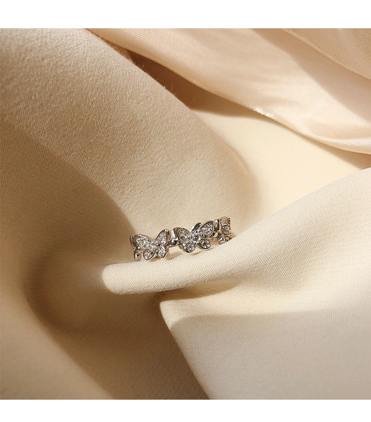 Wholesale  flash diamond butterfly ring