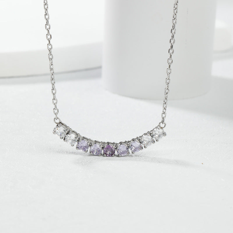 Wholesale  fashion clavicle chain color gradient round tennis necklace