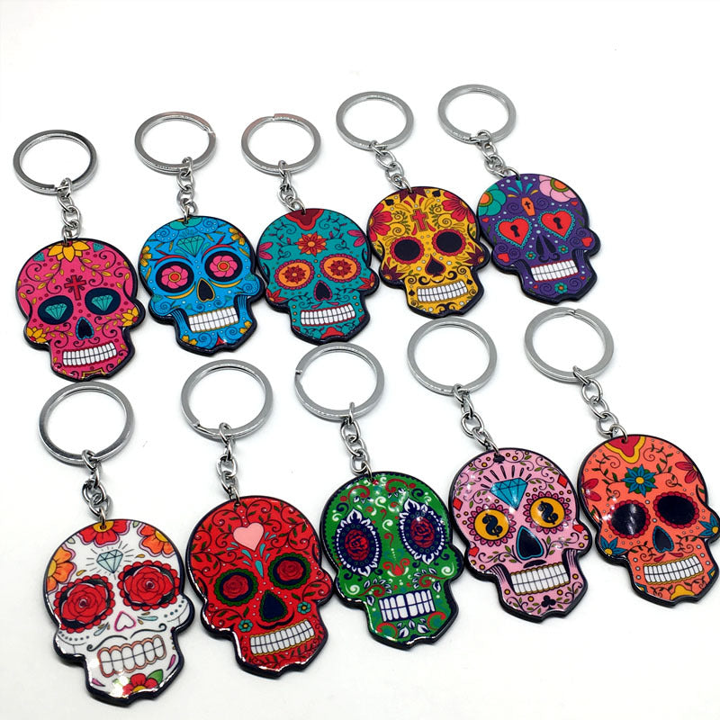 Wholesale Halloween Colorful Acrylic Skull Keychains ACC-KC-Yiyan002