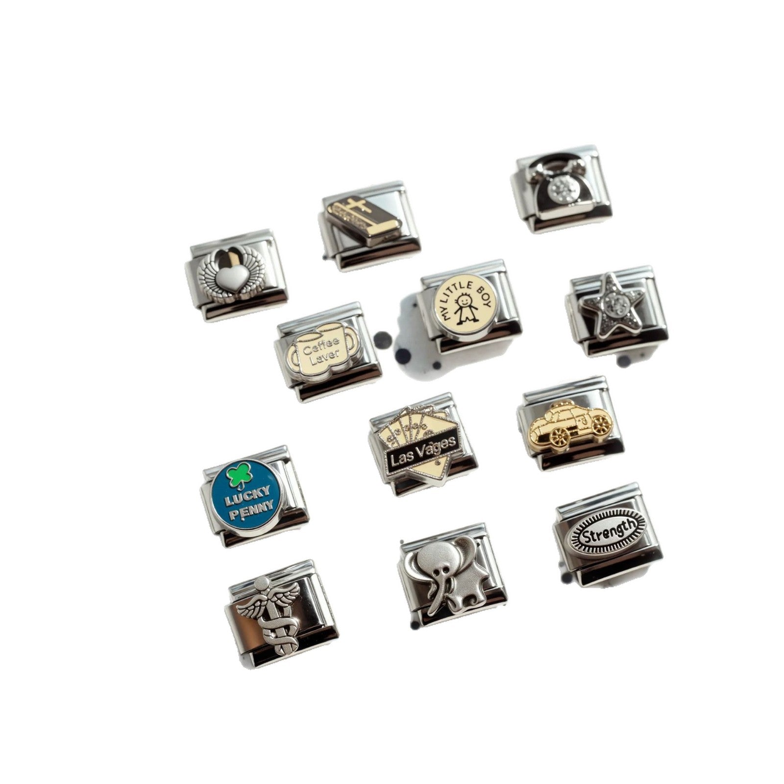 Wholesale 9mm Italian Charms Stainless steel Italian charm heart & elephant bracelet DIY elastic bracelet