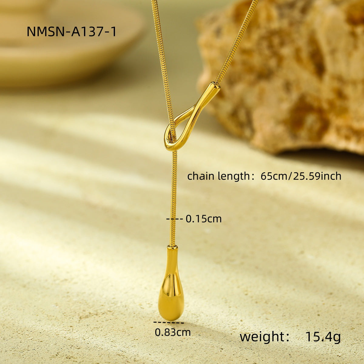 Wholesale Stainless Steel Necklace Long Water Drop Pull-Out Y-Shaped Chain Necklace