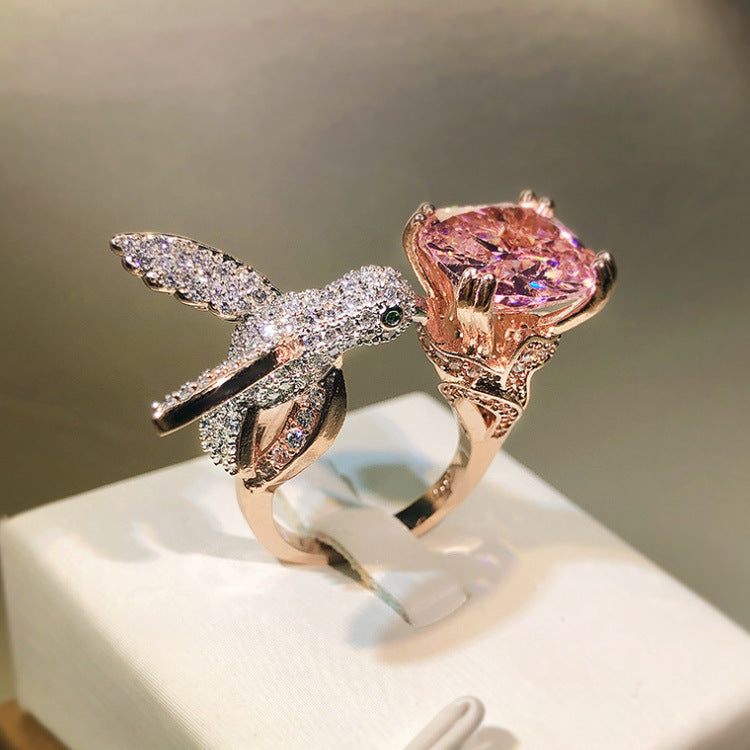 Wholesale  Luxury Aquamarine Hummingbird Ring