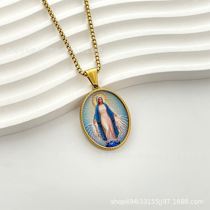 Wholesale Western Style Retro Enamel Oval Pendant Necklace