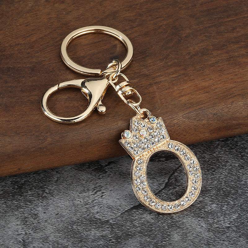 Wholesale Zinc alloy flash drill letter keychain