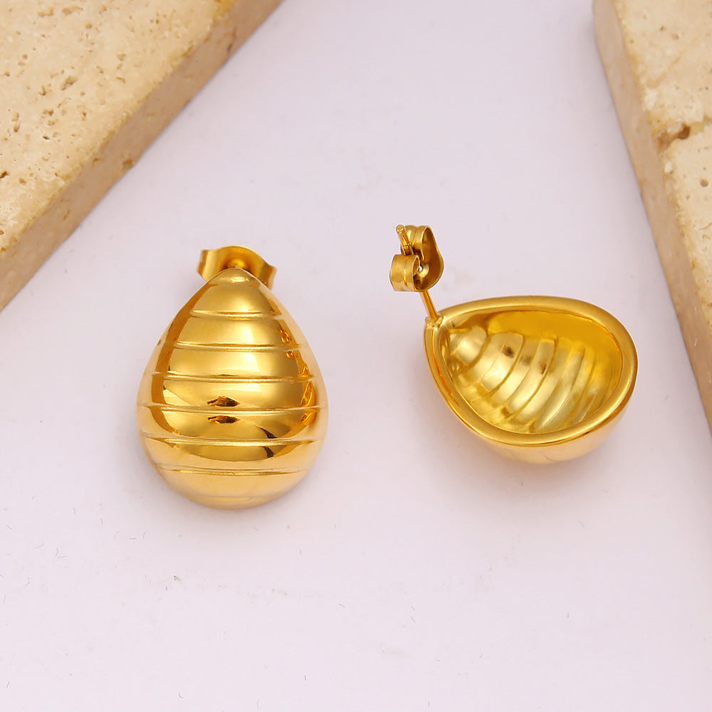 Wholesale Facial Features Lips Nose Earrings Stainless Steel Water Drop Semicircular Earrings  ACC-ES-Yueshi001