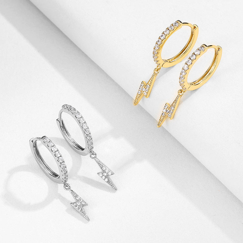 Wholesale Copper Inlay Zircon Butterfly Lightning Earrings