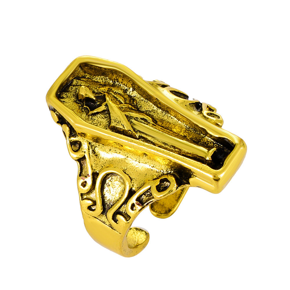 Wholesale Gothic Men's Rings Vintage Mummy Coffin Open Alloy Ring ACC-RS-HanQian001