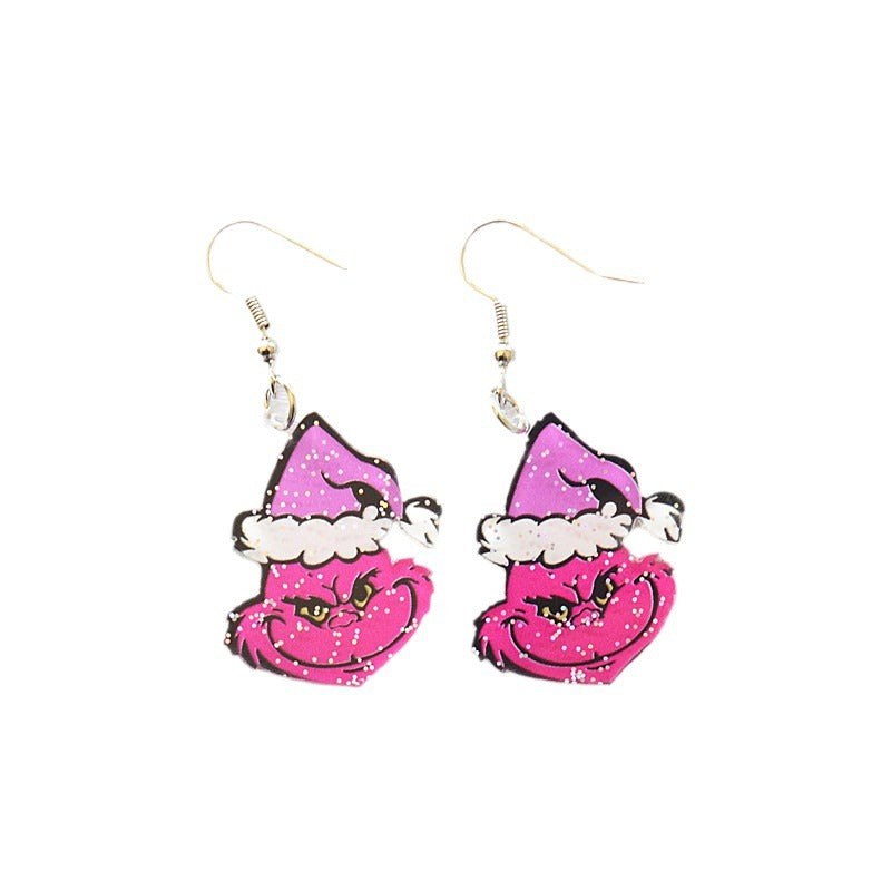 Wholesale Pink Earrings Creative Love Glasses Cartoon Acrylic Earrings ACC-ES-XN020
