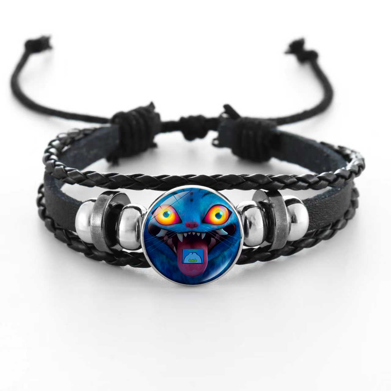 Wholesale Witcher Time Gem Adjustable Hand-woven Pink and Black Bracelet kpop