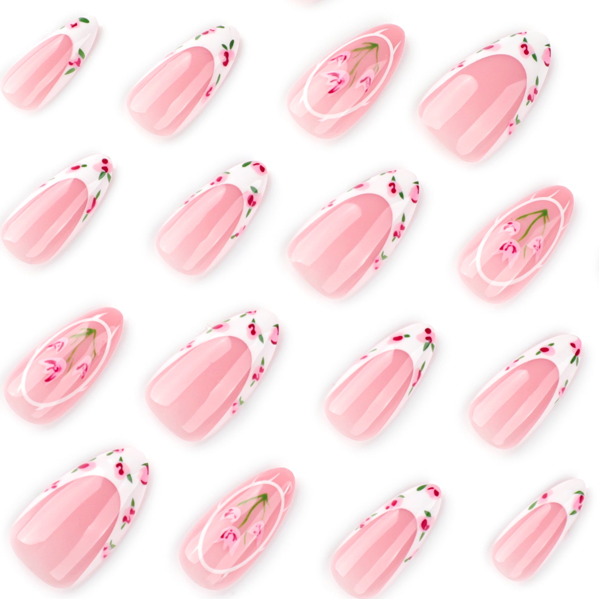 Wholesale 24 Pieces/box Tulip Flower Nails Kits Nail Stickers