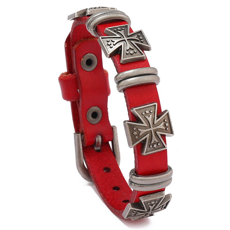 Wholesale Punk Cross Leather Bracelet Fashion Jewelry Accessory Gift