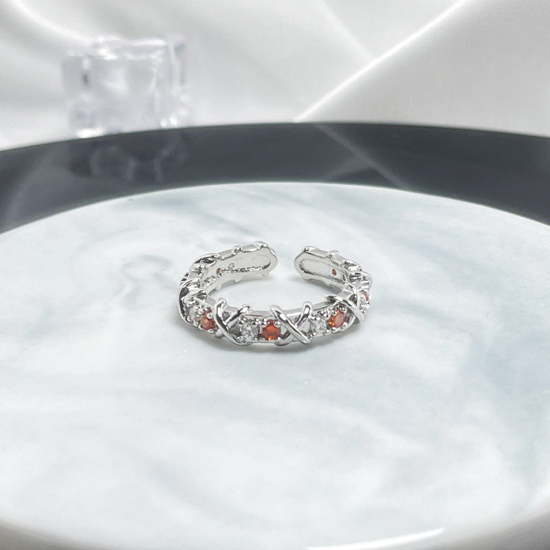 Wholesale light luxury cross multi-color zircon design ring