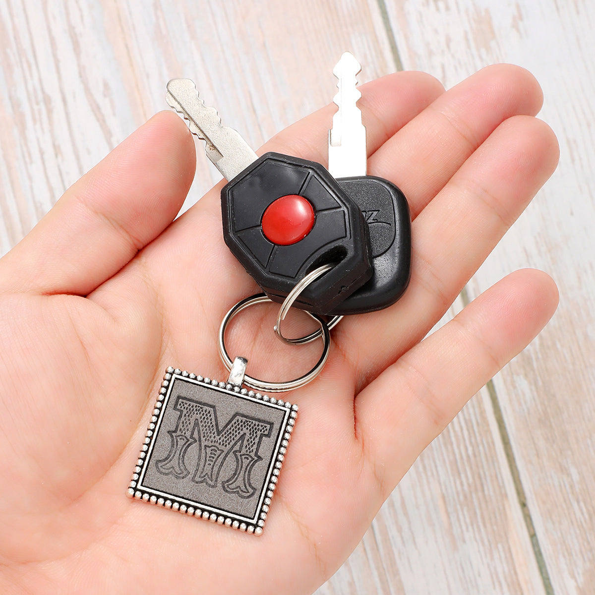 Wholesale 26 Letters Leather Embossed Keychain