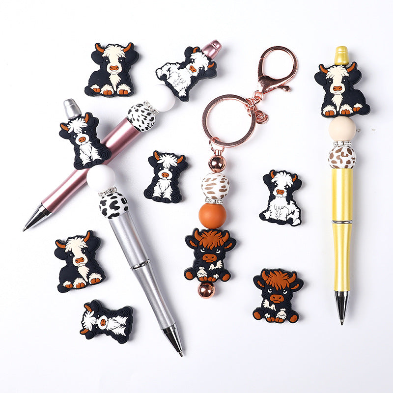 Wholesale 20pcs Animal Highland Cattle Focal Beads DIY Bead Accessories